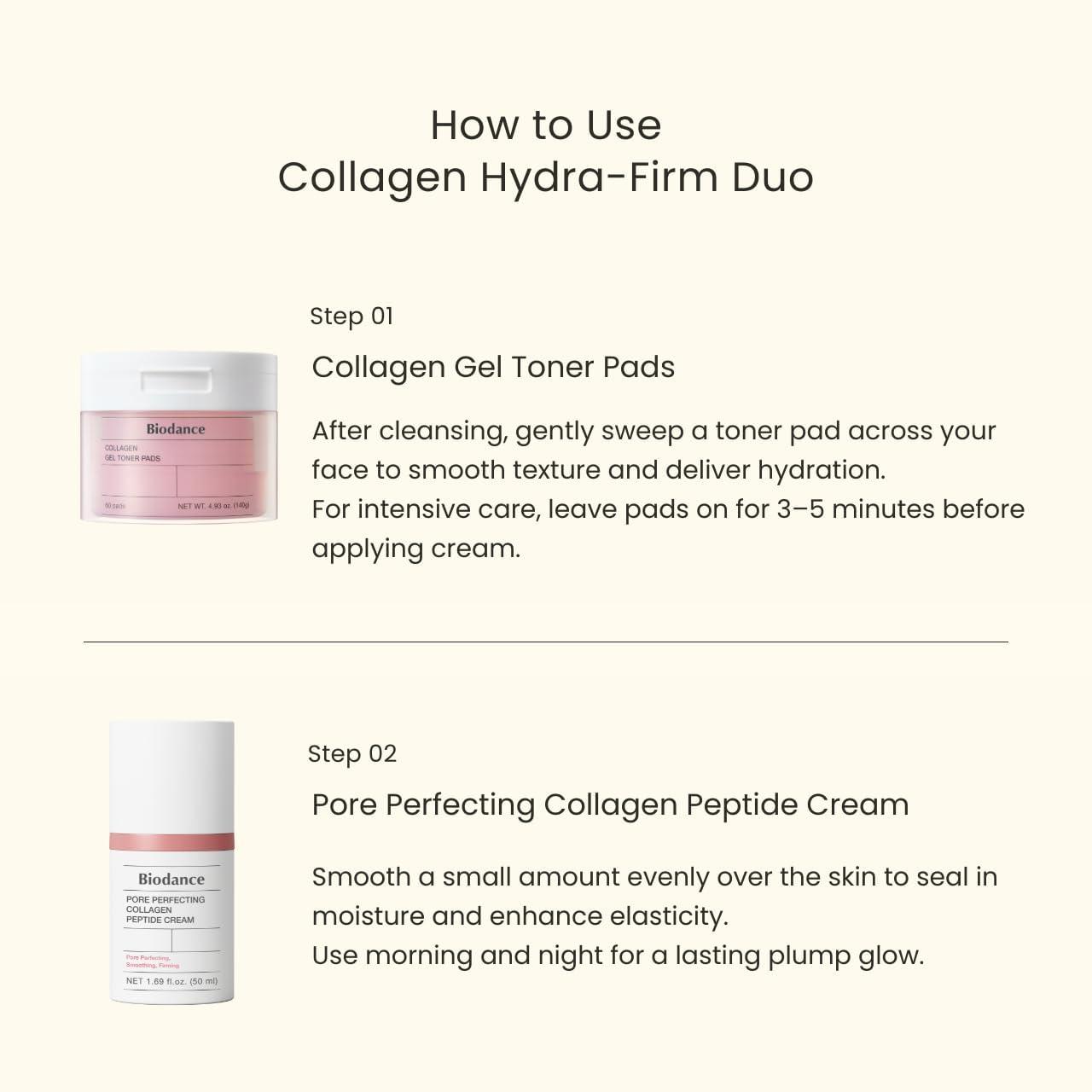 imageBIODANCE Collagen HydraFirm Routine Duo Collagen Toner Pads ampamp Facial Moisturizer Hydrating Firming Korean Skincare Routine Set for Glass Skin Christmas Gift Stocking Stuffers